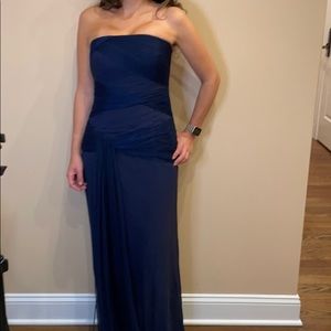 White by Vera Wang Chiffon Navy Blue Dress Sz 6